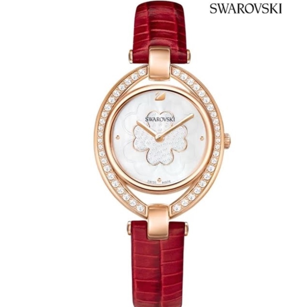 New Swarovski Stella Women's Watch Leather Strap LS Red 29 mm 5421822 - Picture 6 of 17